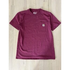 CARHARTT Women's Red Maroon Crewneck Cotton Tee T Shirt Sz Medium Loose Fit